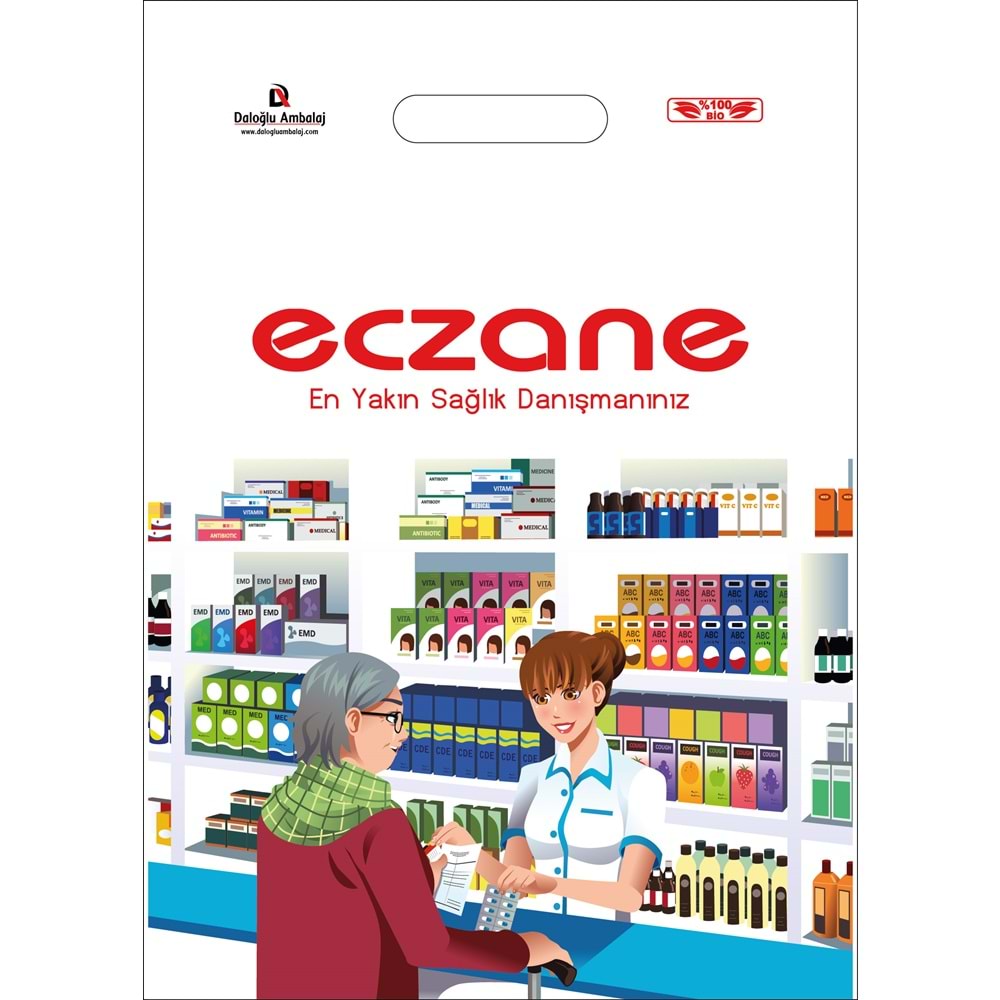 Bio Poşet Eczane Temalı El Geçme 33X45